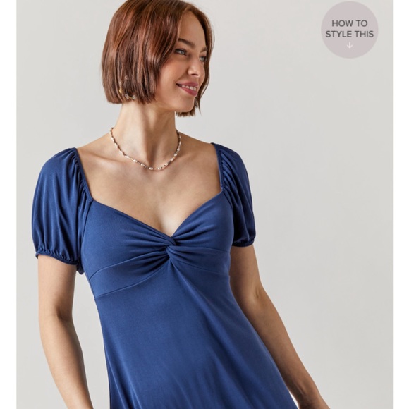 Izra Front Knot Mini Dress color navy - Picture 5 of 6